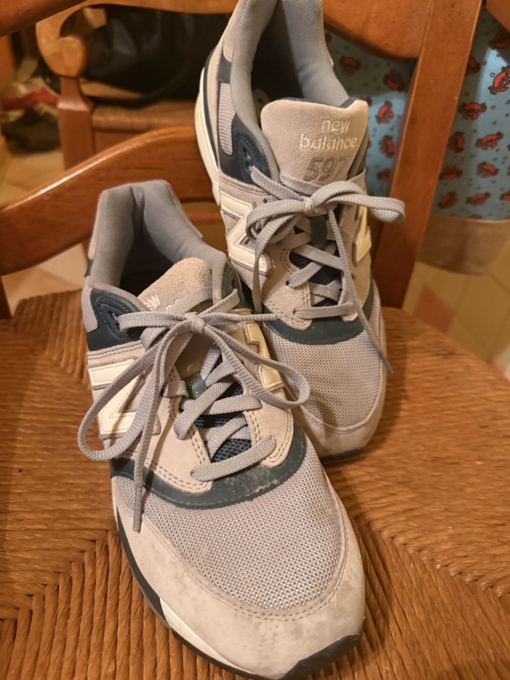 New Balance Gray and Navy 597 Retro Running Sneakers